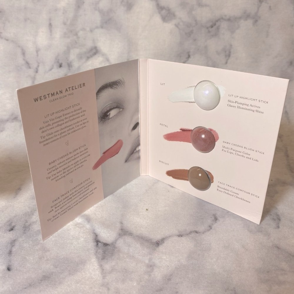 Westman Atelier Clean Glow Trio, Lit, Petal, Biscuit, NEW - Sample - Picture 2 of 8